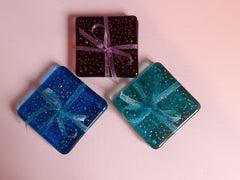 Coasters (pair) - Various colour choices with added silver sparkles